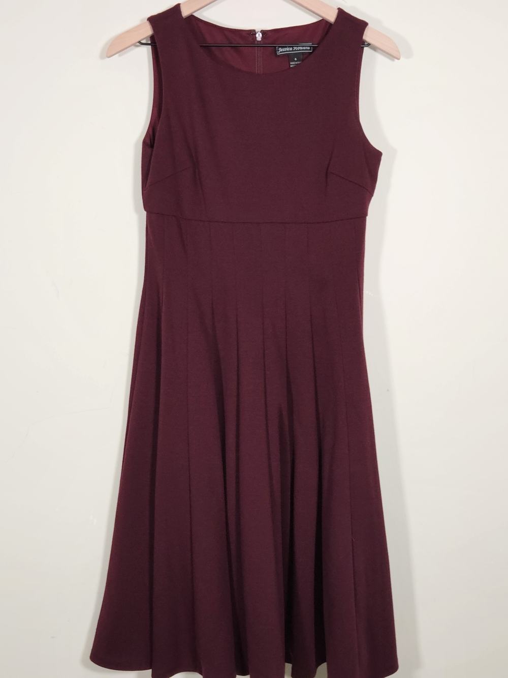 Jessica Howard Sleeveless Burgundy Fit & Flare Dress Size 6